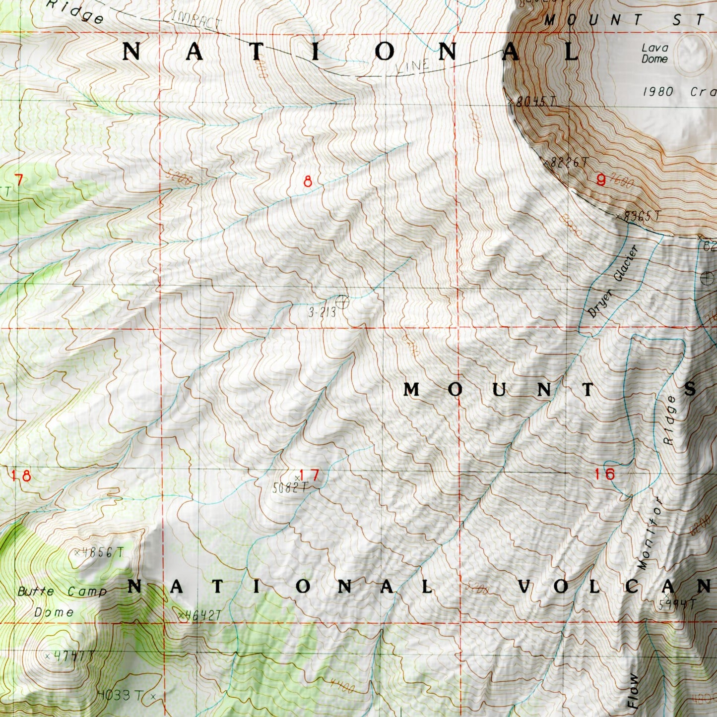 Mount Saint Helens, Washington - Shaded Relief Map (1983)