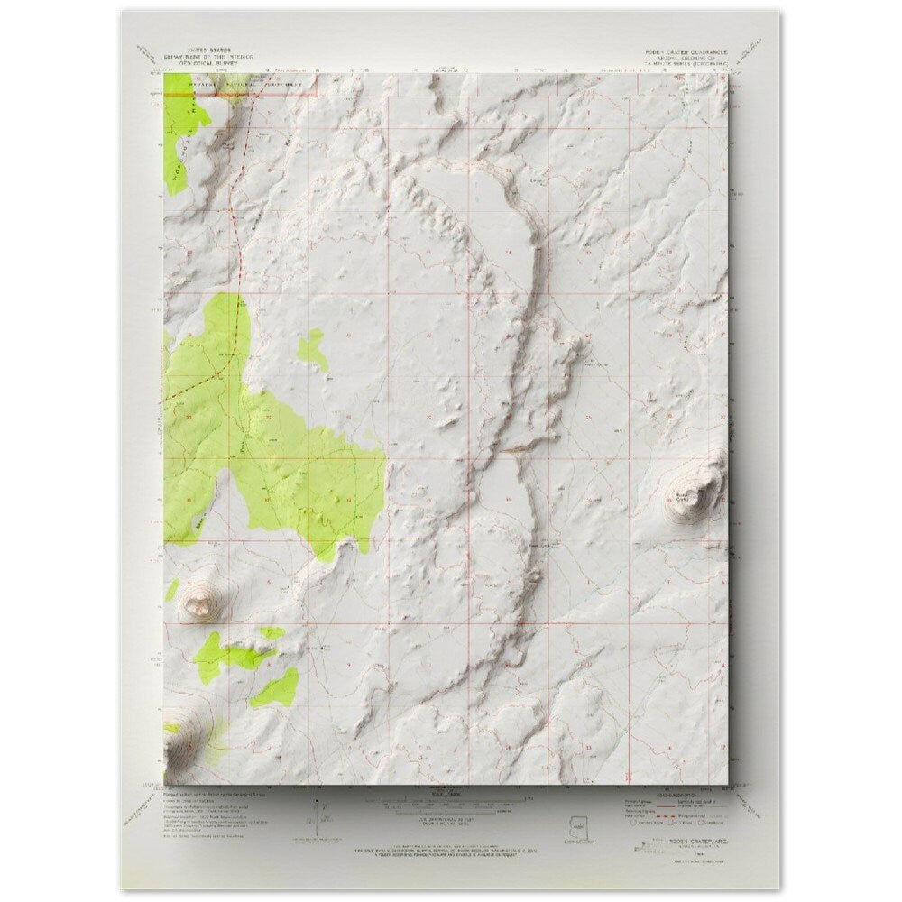 Roden Crater, Arizona - Shaded Relief Map (1969)