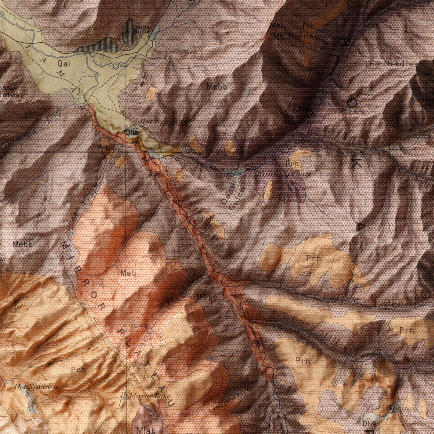 Yellowstone Geology - Shaded Relief Map (1906)