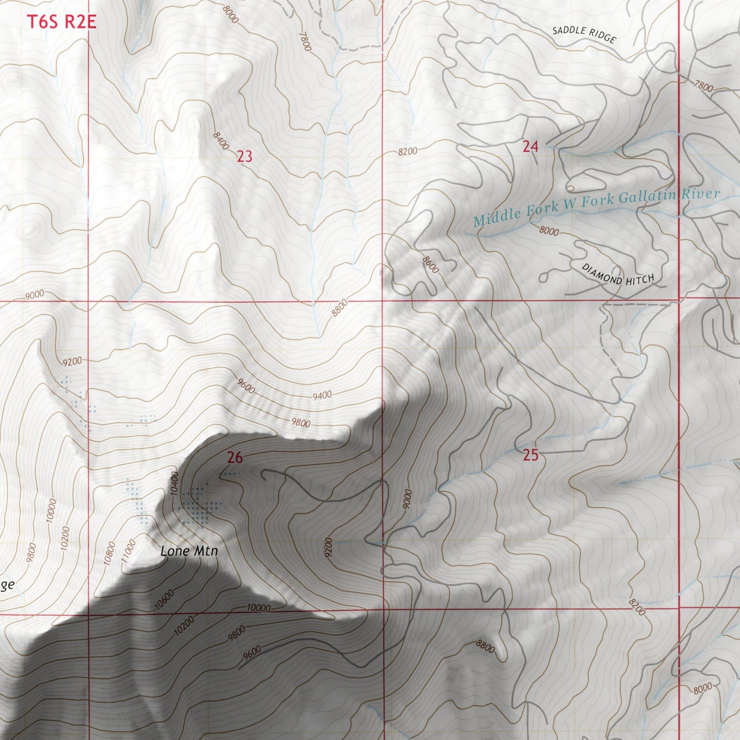 Big Sky, Montana - Shaded Relief Map (2020)