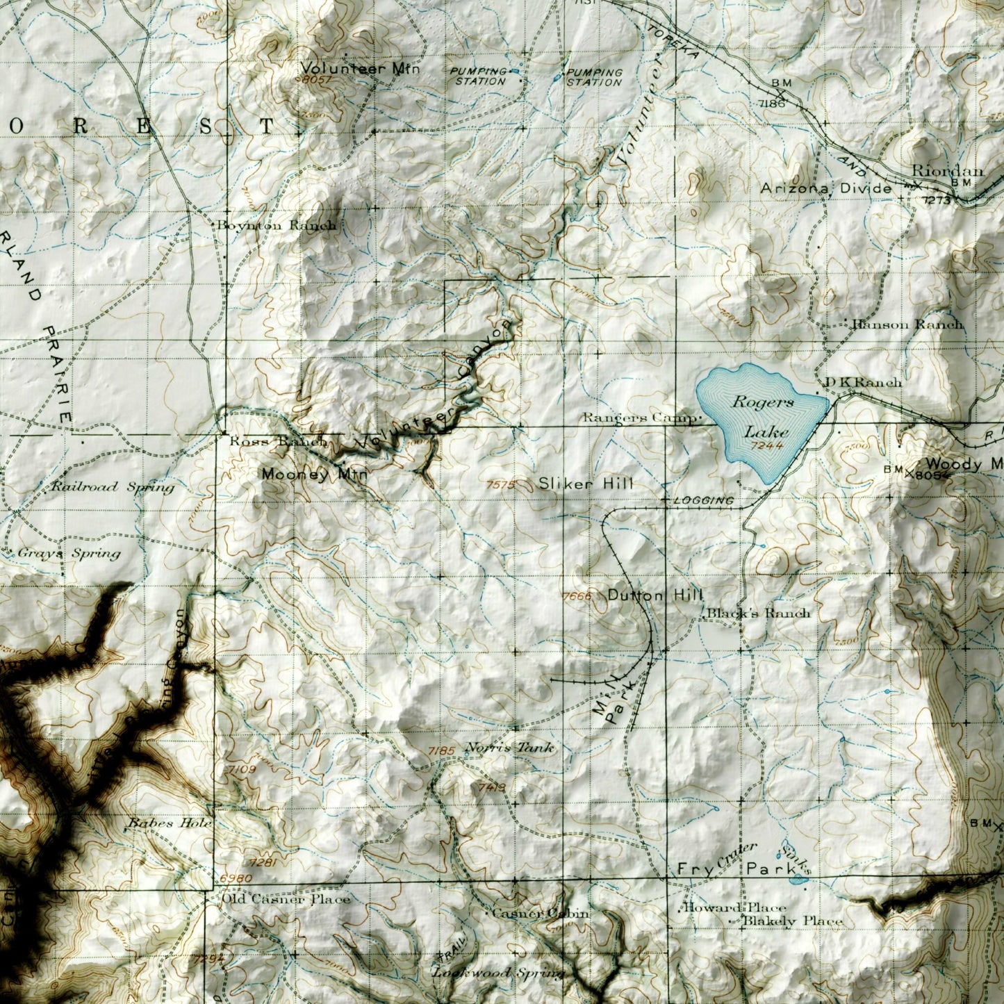 Flagstaff, Arizona - Shaded Relief Map (1908)