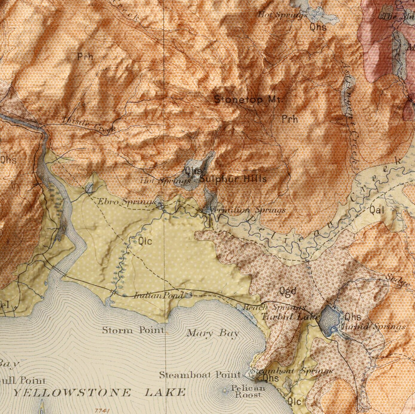 Yellowstone Geology - Shaded Relief Map (1906)