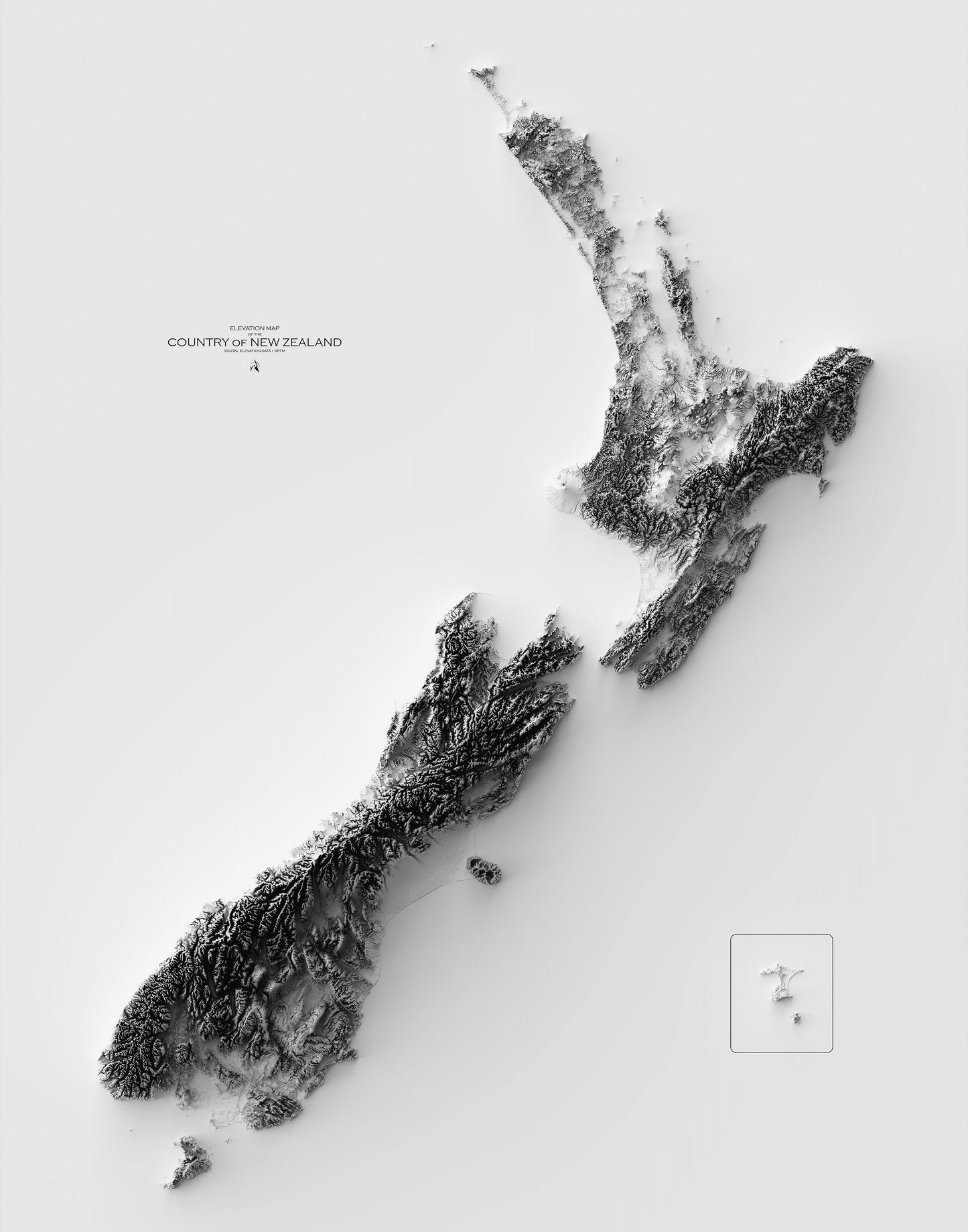 New Zealand Elevation Map