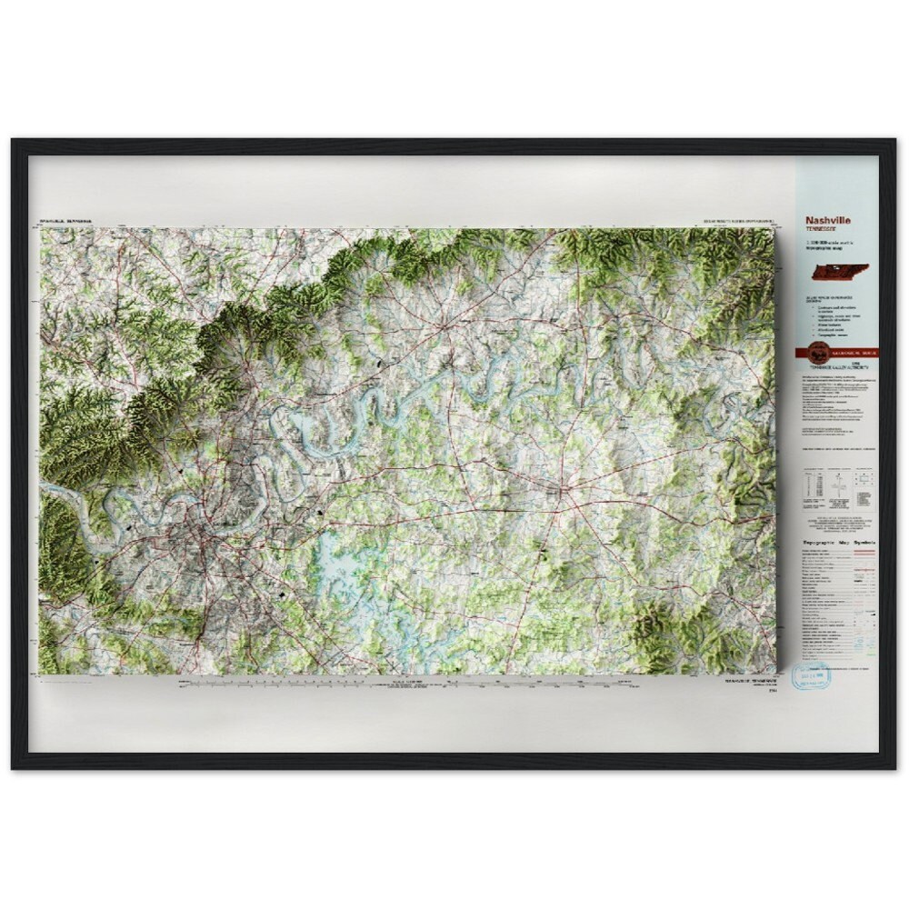 Nashville, Tennessee - Shaded Relief Map (1984)