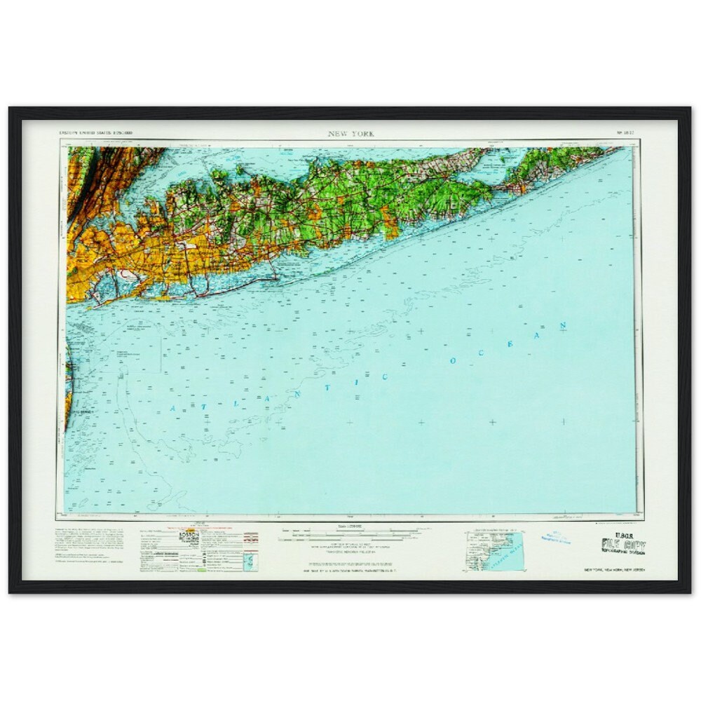 Long Island, New York- Shaded Relief Map (1969)