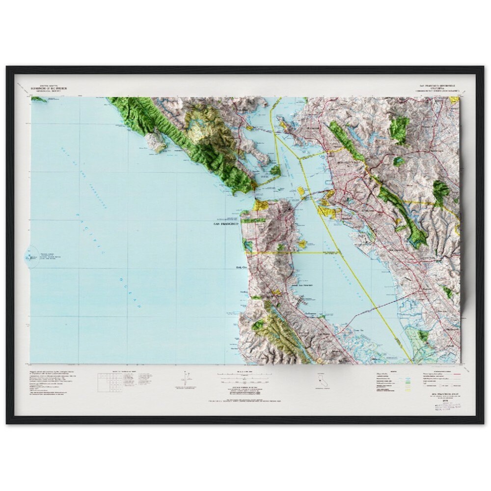 San Francisco - Shaded Relief Map (1978)