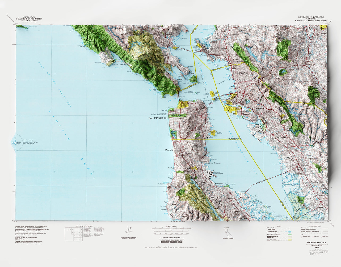 San Francisco - Shaded Relief Map (1978)