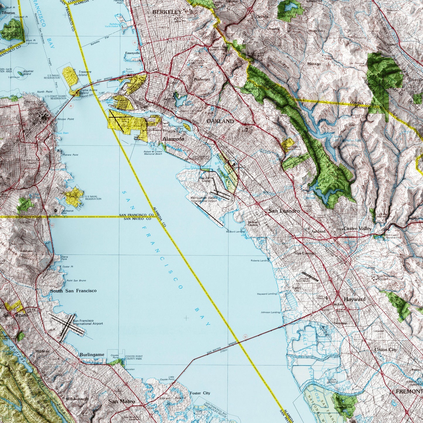 San Francisco - Shaded Relief Map (1978)