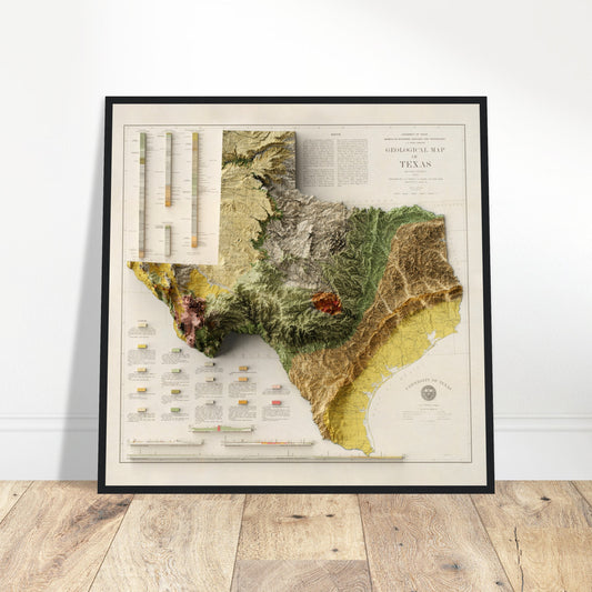 Texas Geology - Shaded Relief Map (1919)