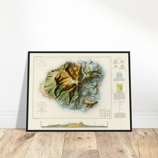 Kauai, Hawaii Geology - Shaded Relief Map (1960)