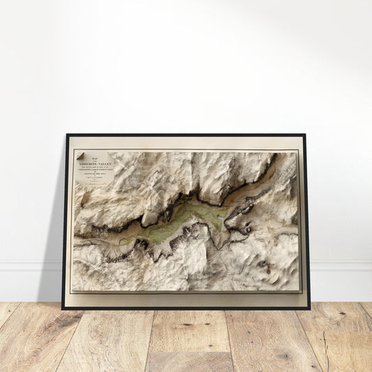 Yosemite Valley Topography - Shaded Relief Map (1865)