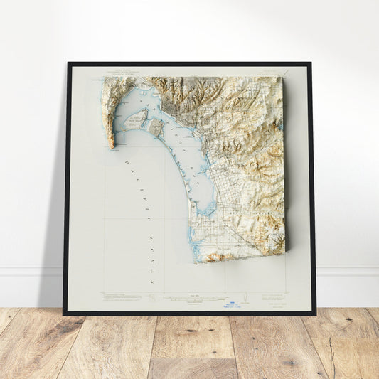 San Diego, California - Shaded Relief Map (1904)