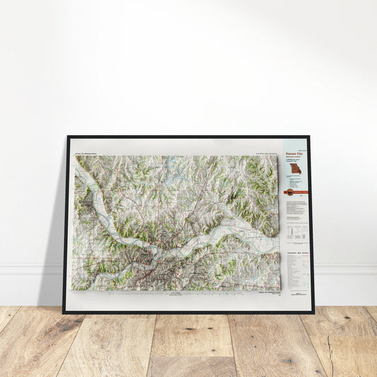 Kansas City, Missouri - Shaded Relief Map (1983)