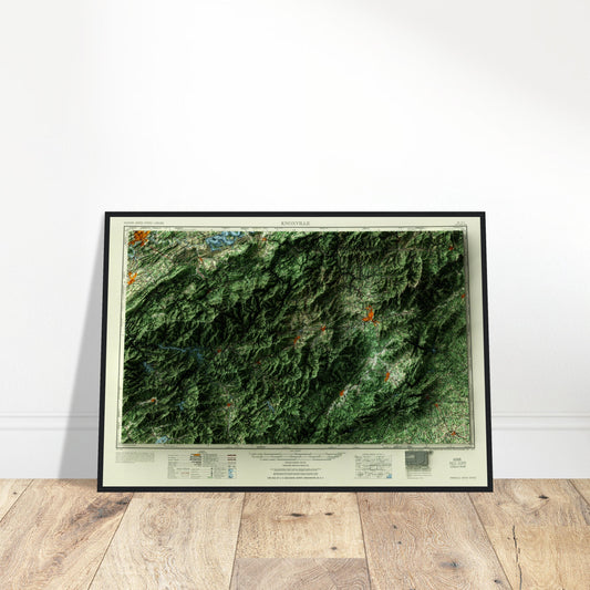 Knoxville, Tennessee - Shaded Relief Map (1955)