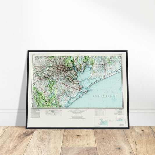 Houston, Texas - Shaded Relief Map (1975)