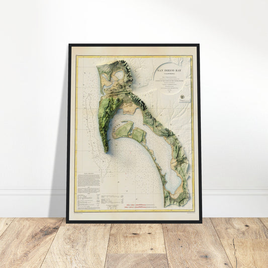 San Diego Bay - Shaded Relief Map (1857)