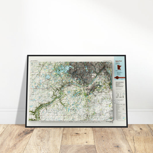 Minneapolis, Minnesota - Shaded Relief Map (1985)