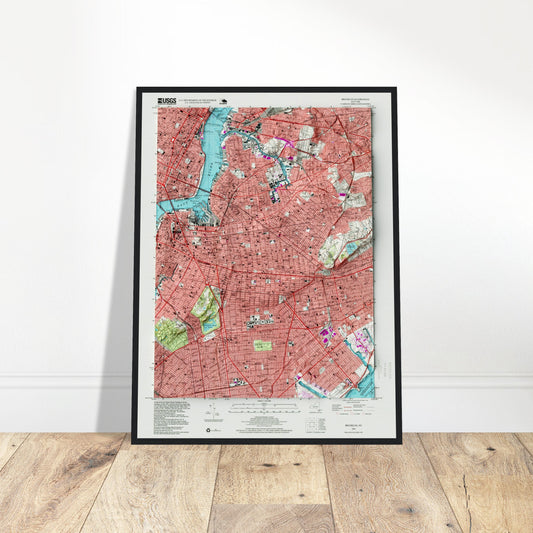 Brooklyn, New York - Shaded Relief Map (1995)