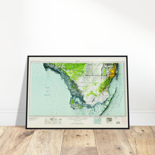 Miami, Florida - Shaded Relief Map (1958)