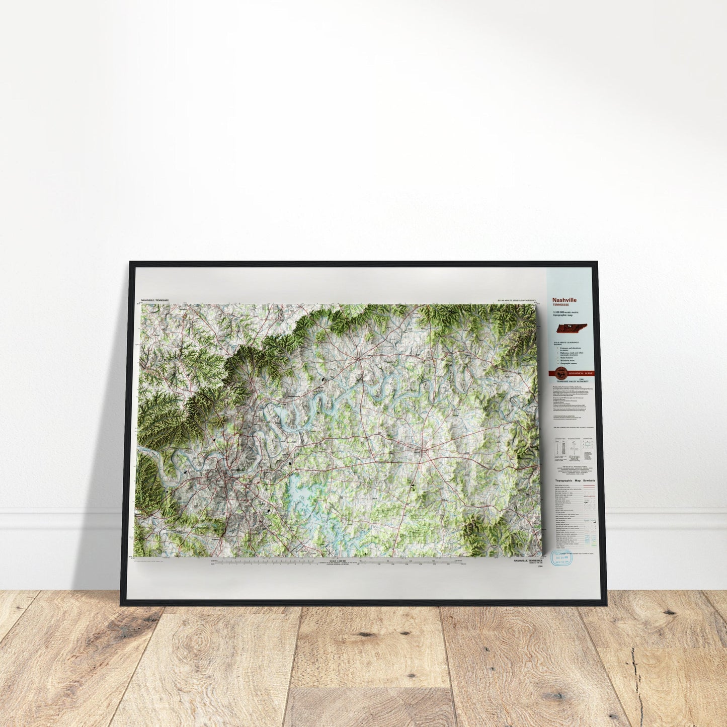 Nashville, Tennessee - Shaded Relief Map (1984)