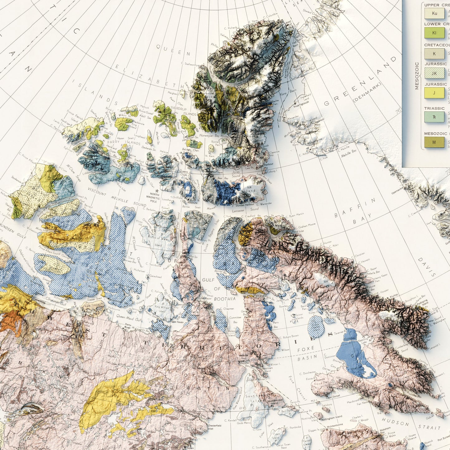 Canada Geology - Shaded Relief Map (1962)