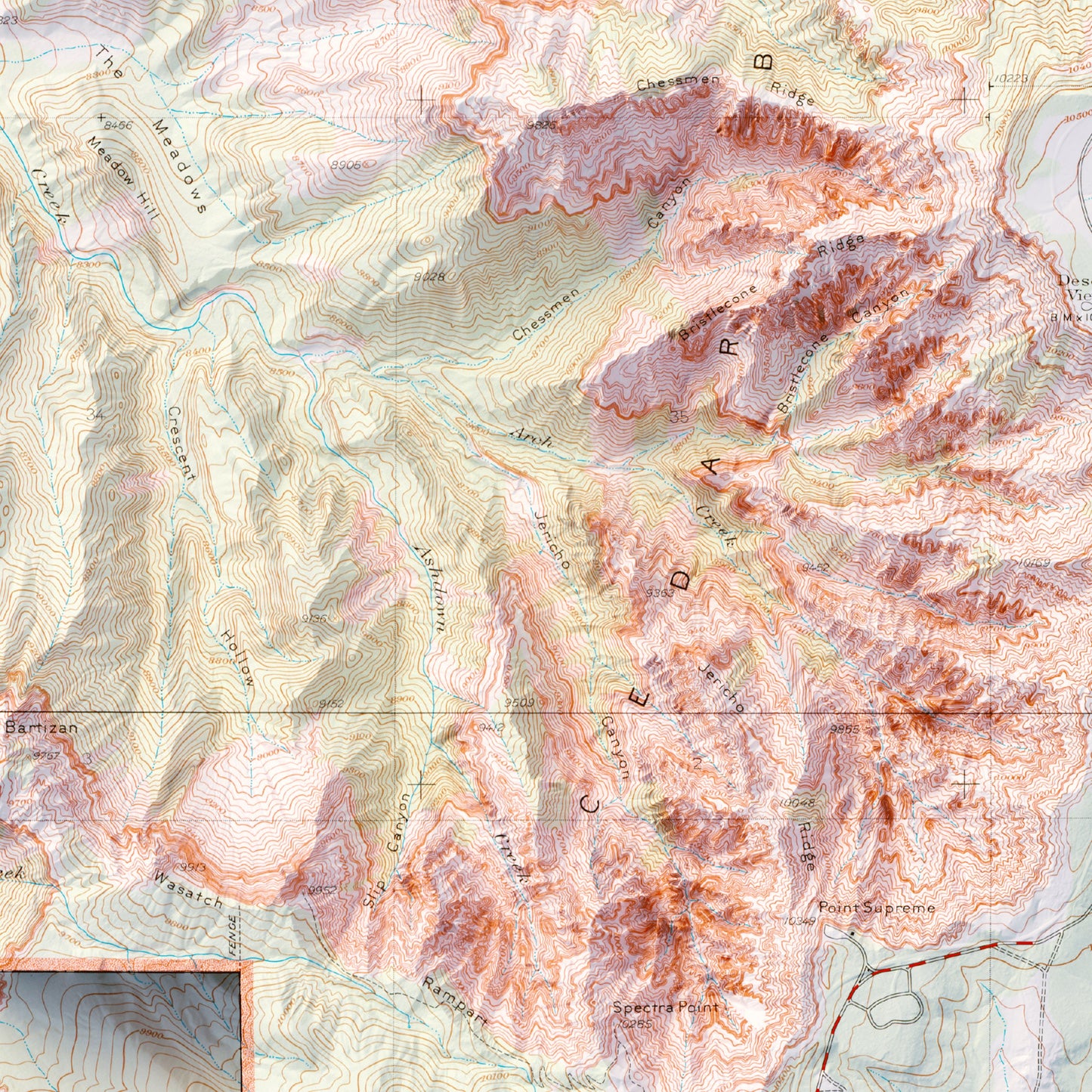 Cedar Breaks National Monument - Shaded Relief Map (1936)