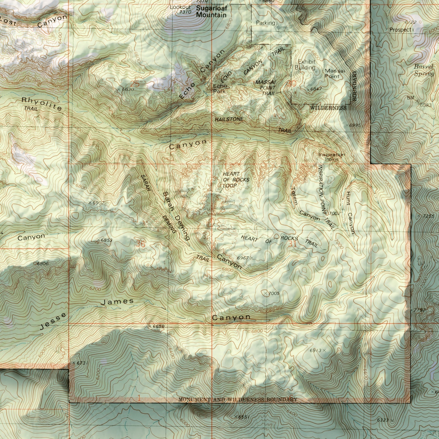 Chiricahua National Monument - Shaded Relief Map (1993)