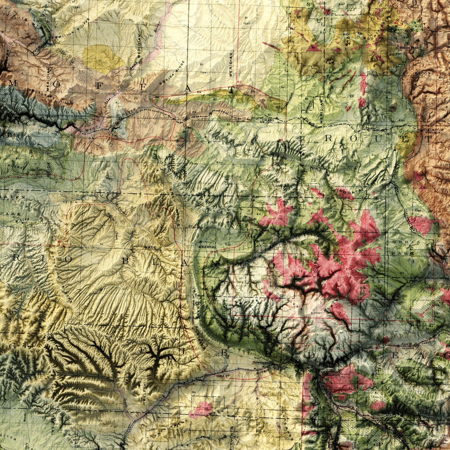 Colorado Geology - Shaded Relief Map (1913)