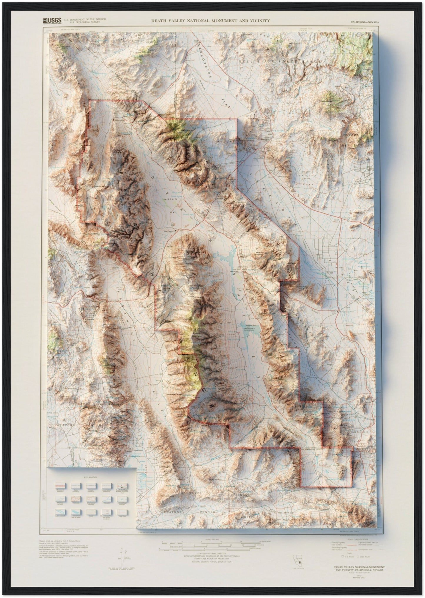 Death Valley National Park - Shaded Relief Map (1977)