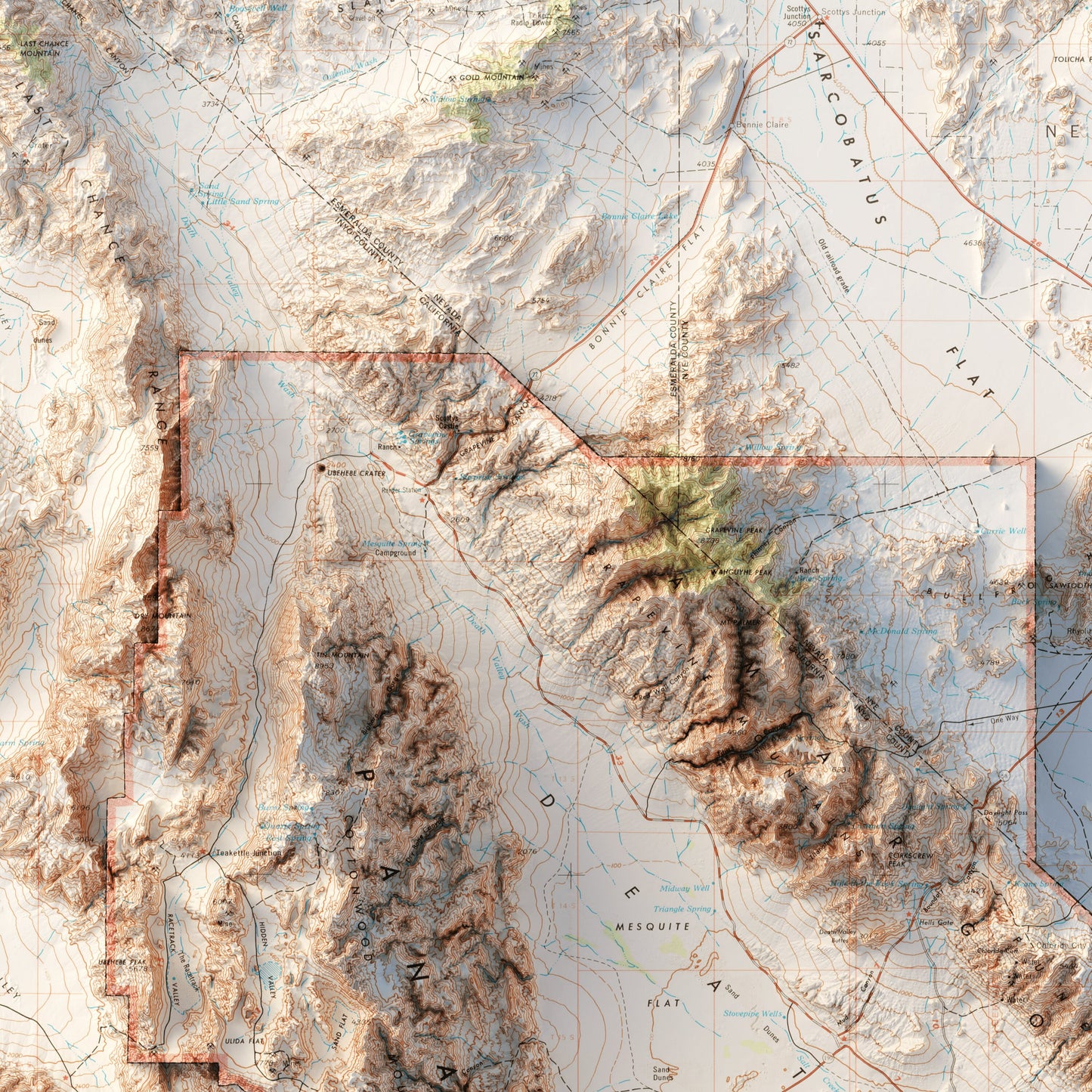 Death Valley National Park - Shaded Relief Map (1977)