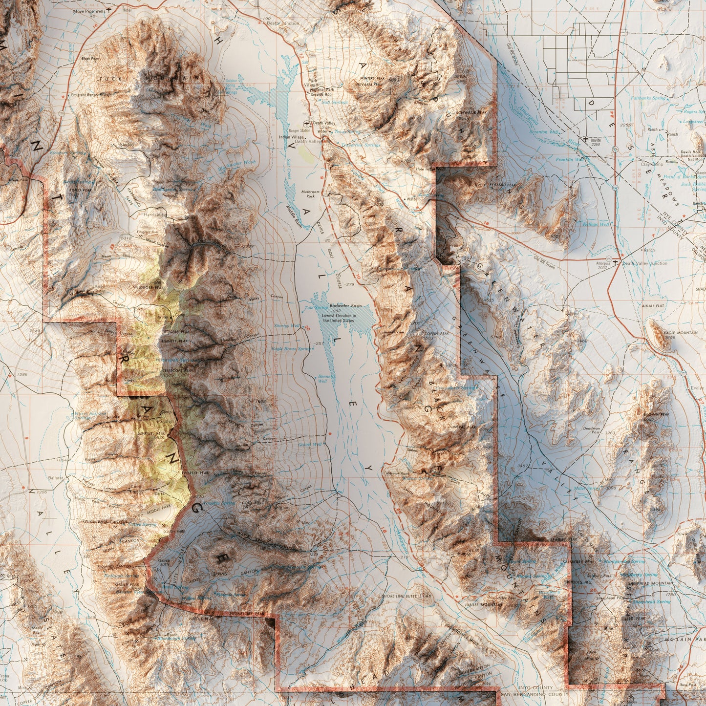 Death Valley National Park - Shaded Relief Map (1977)