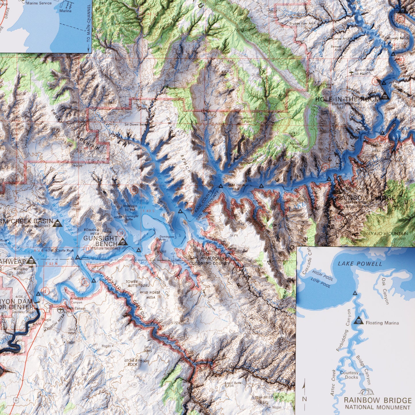 Glen Canyon National Recreation Area - Shaded Relief Map (1969)