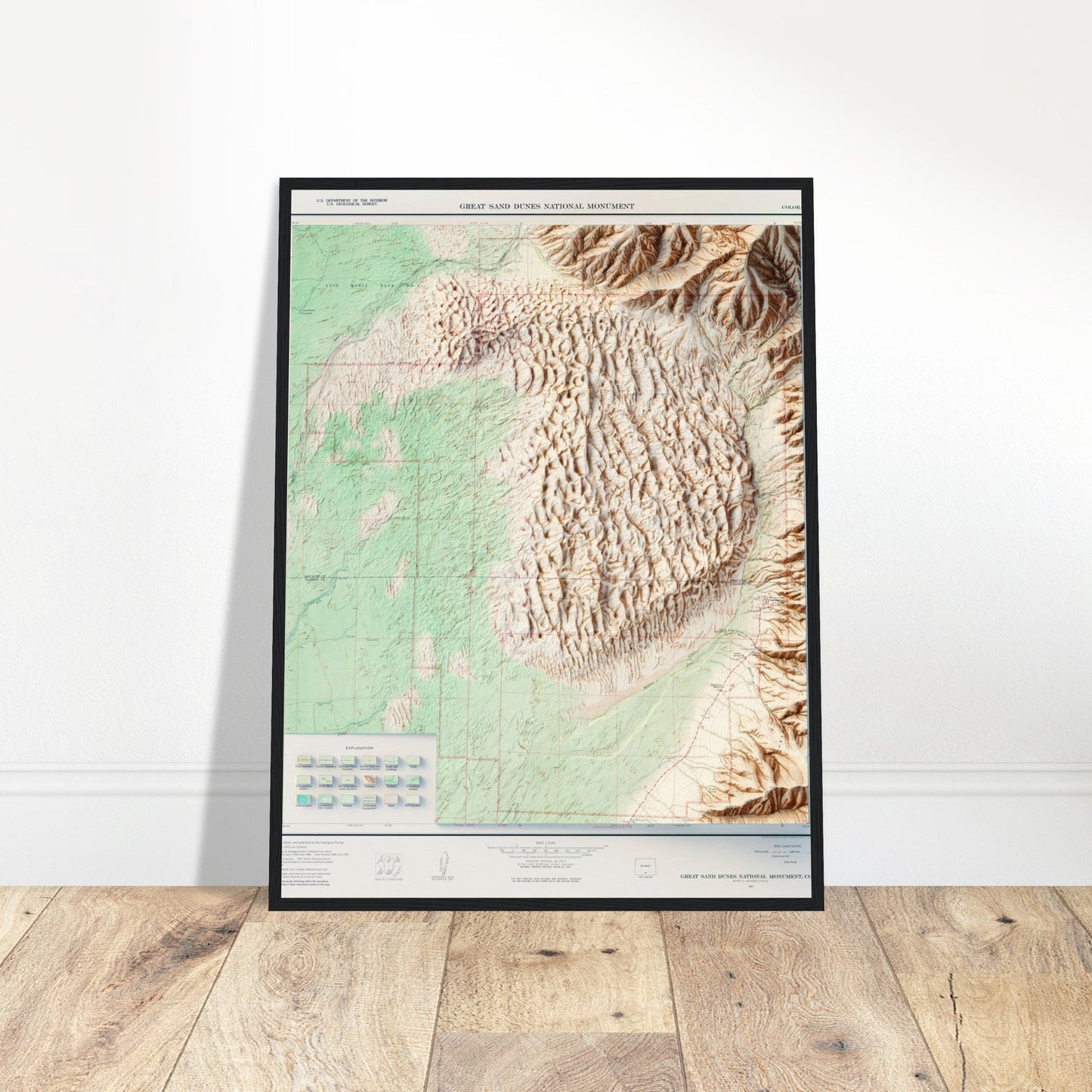 Great Sand Dunes National Monument - Shaded Relief Map (1967)