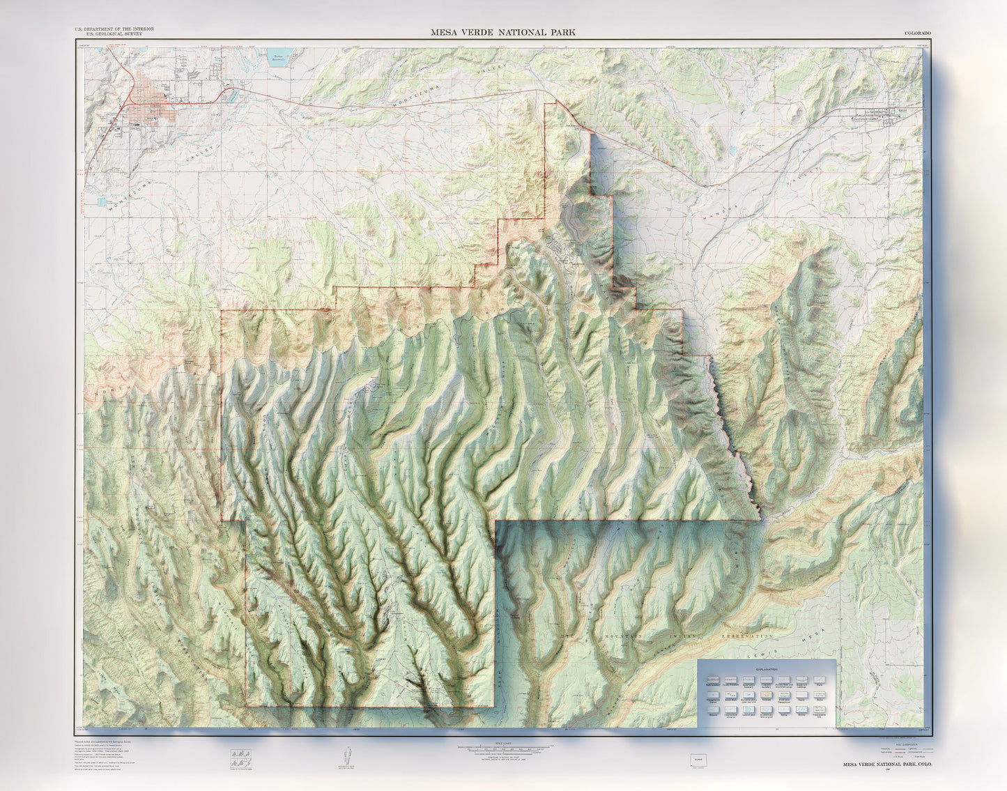 Mesa Verde National Park - Shaded Relief Map (1967)