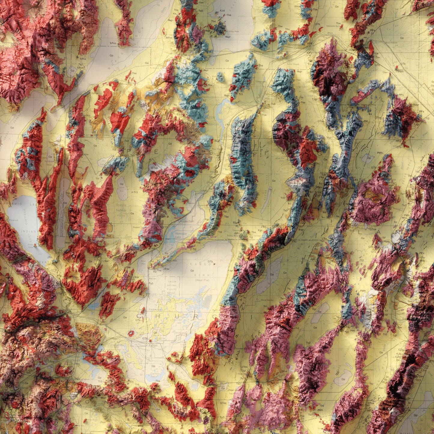 Nevada Geology - Shaded Relief Map (1978)