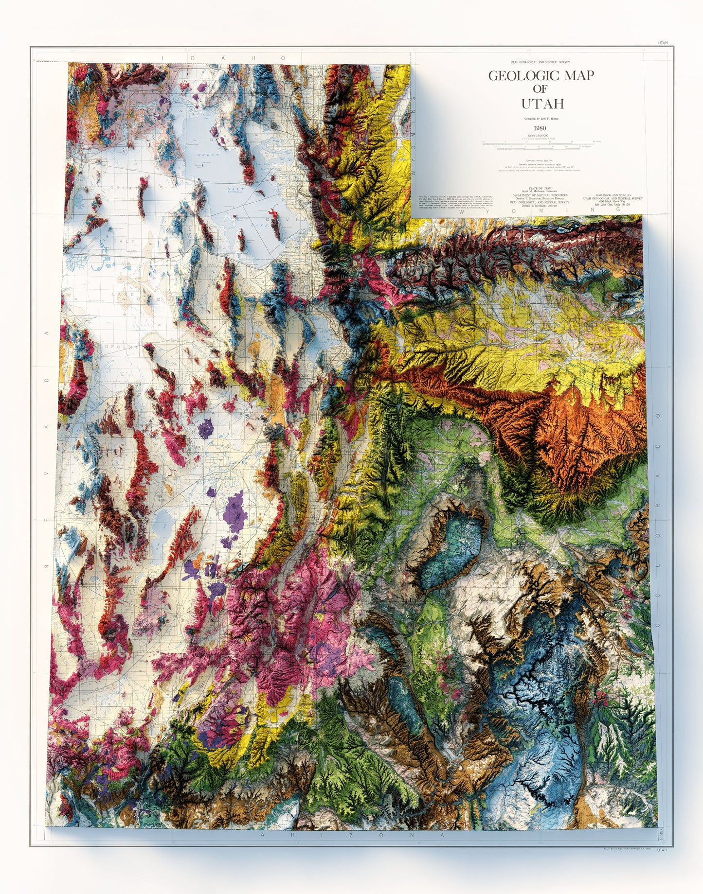 Utah Geology - Shaded Relief Map (1980)