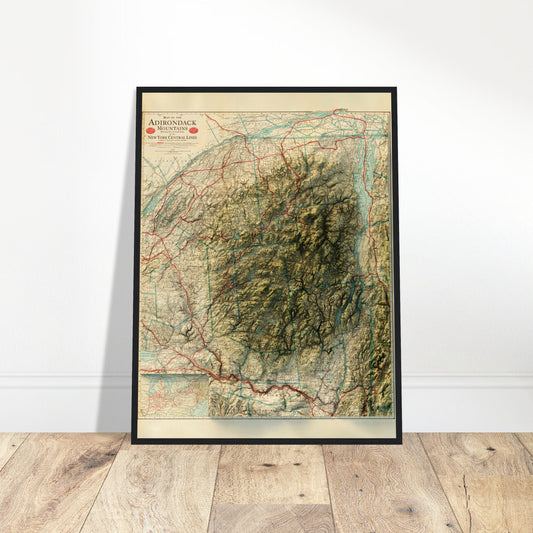 Adirondack Mountains - Shaded Relief Map (1917)