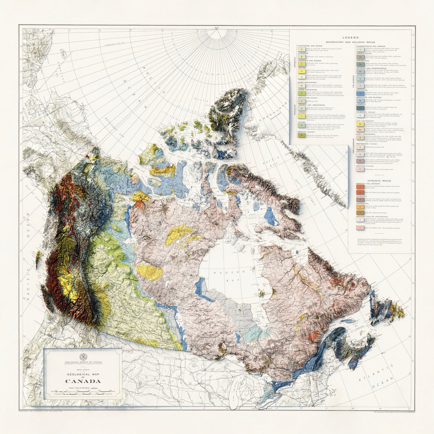 Canada Geology - Shaded Relief Map (1962)