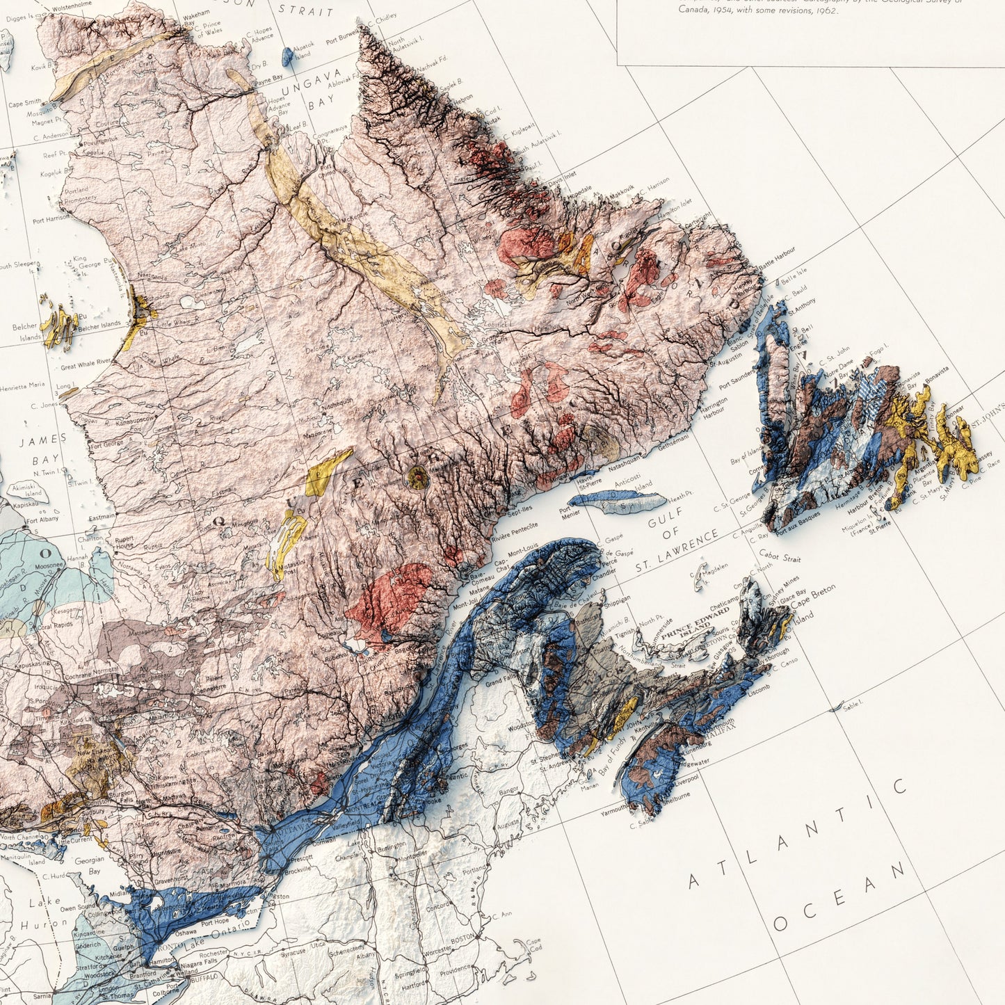 Canada Geology - Shaded Relief Map (1962)