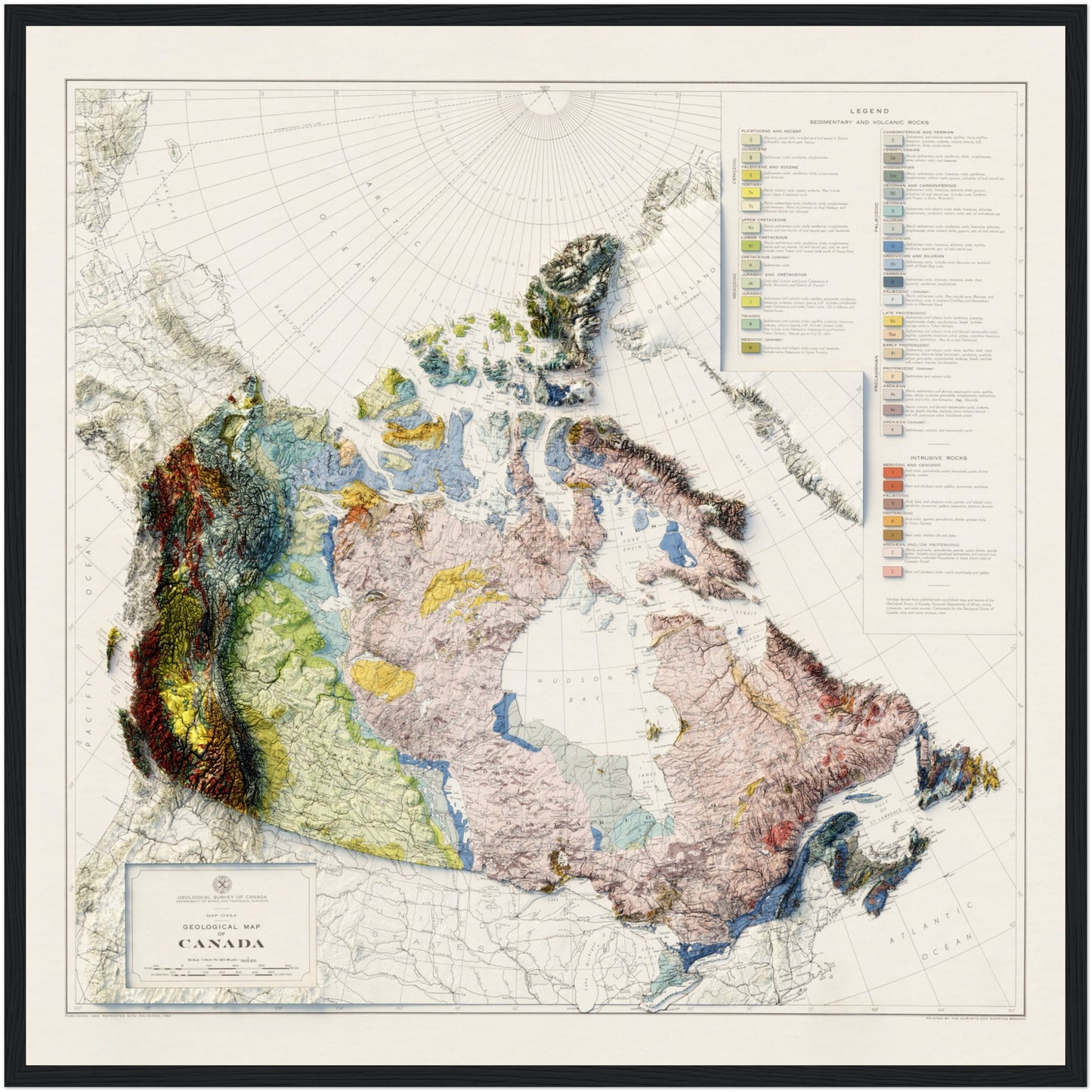 Canada Geology - Shaded Relief Map (1962)