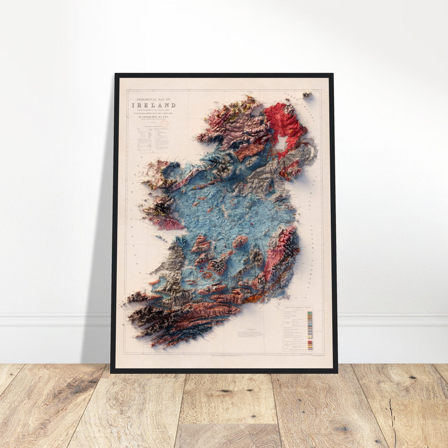 Ireland Geology - Shaded Relief Map (1878)