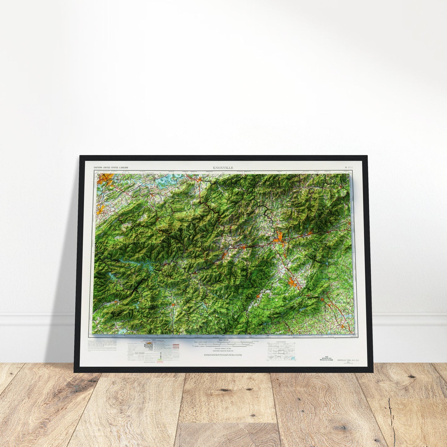 Knoxville, Tennessee - Shaded Relief Map (1957)