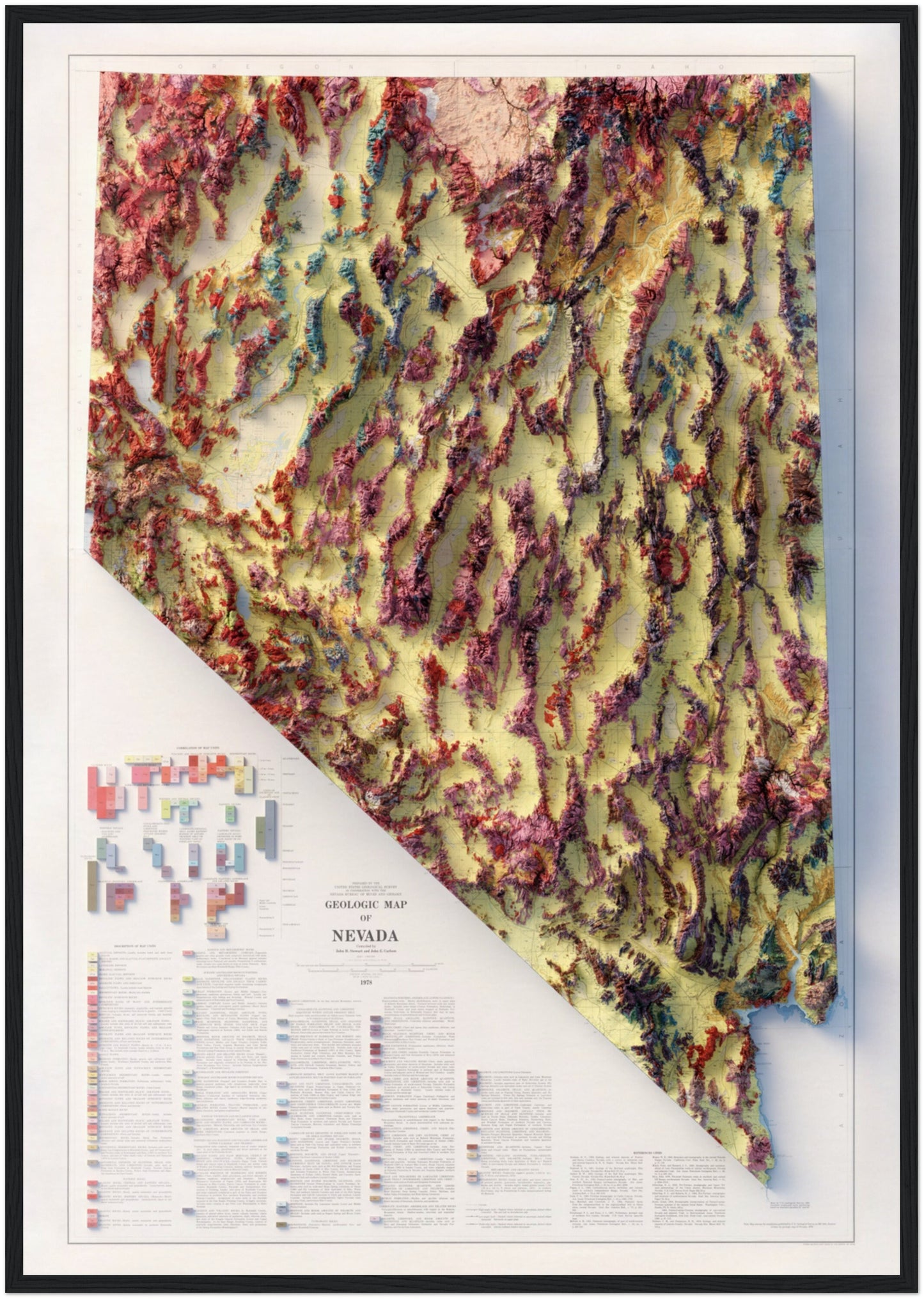 Nevada Geology - Shaded Relief Map (1978)