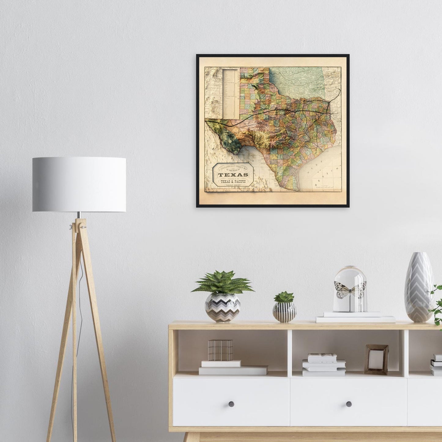 Texas Topography - Shaded Relief Map (1876)