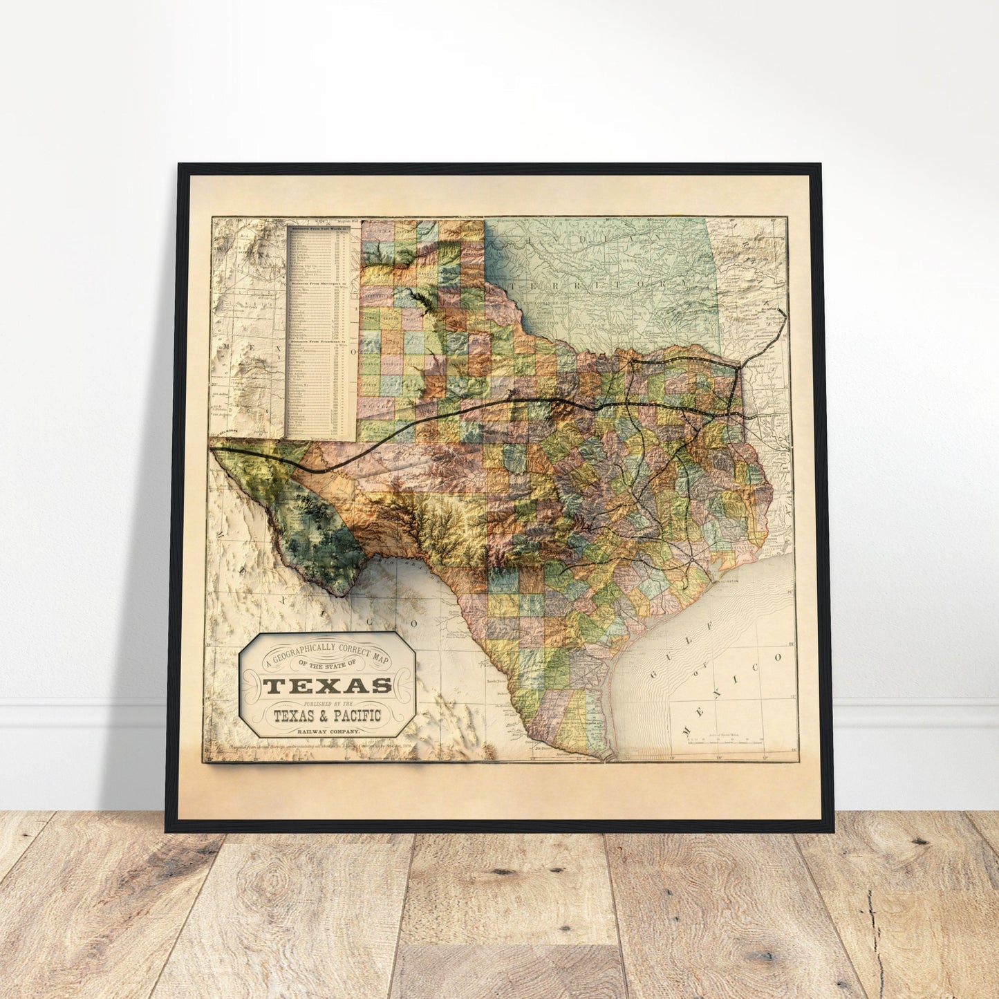 Texas Topography - Shaded Relief Map (1876)