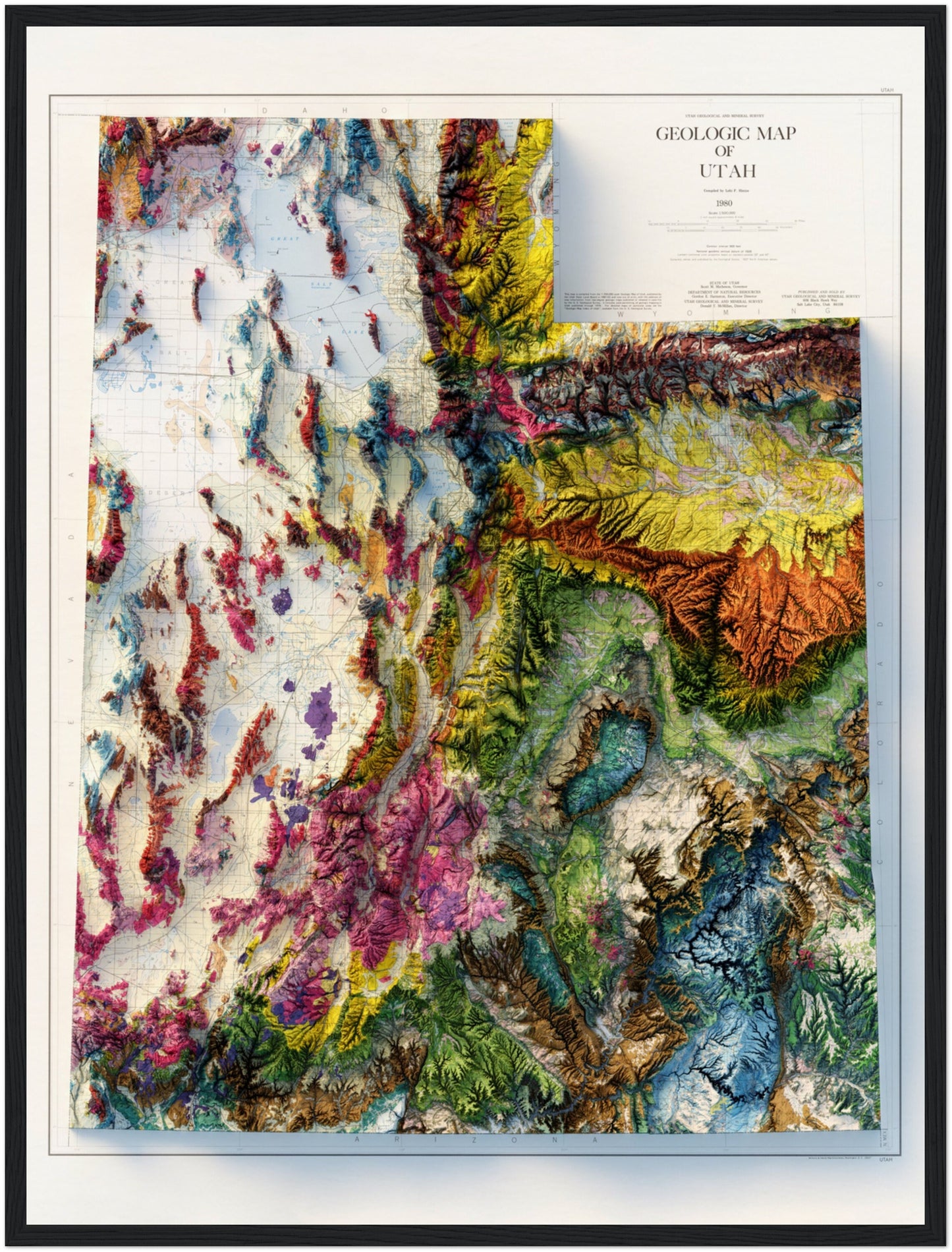 Utah Geology - Shaded Relief Map (1980)