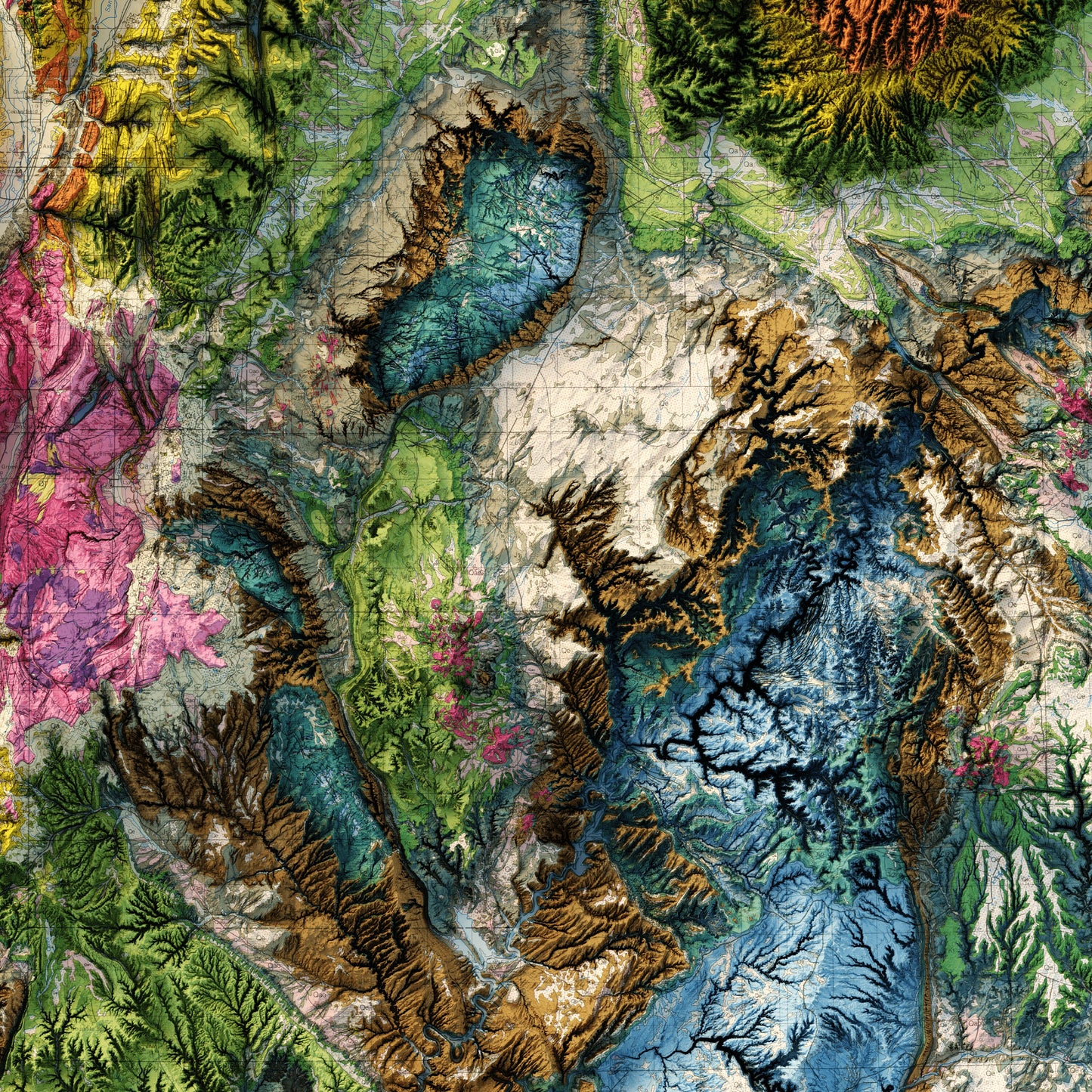 Utah Geology - Shaded Relief Map (1980)