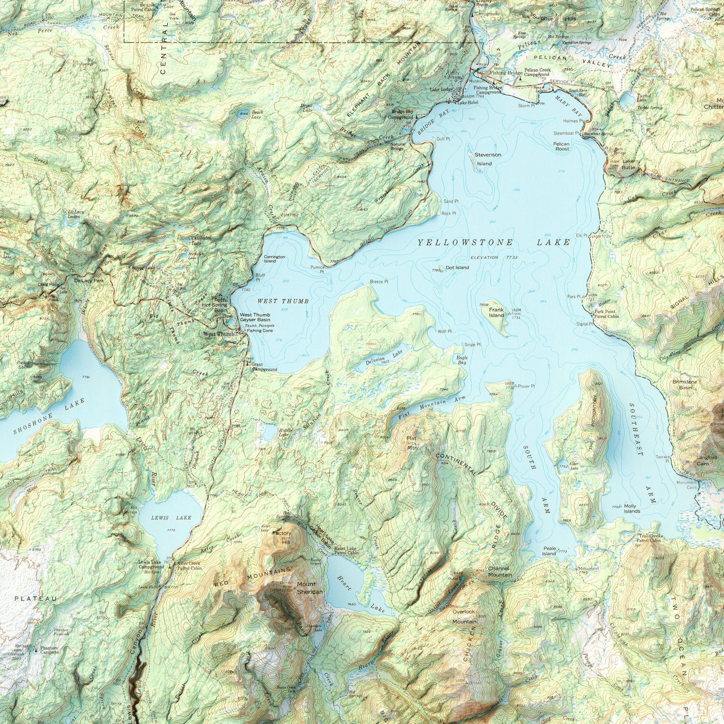 Yellowstone National Park - Shaded Relief Map (1961)