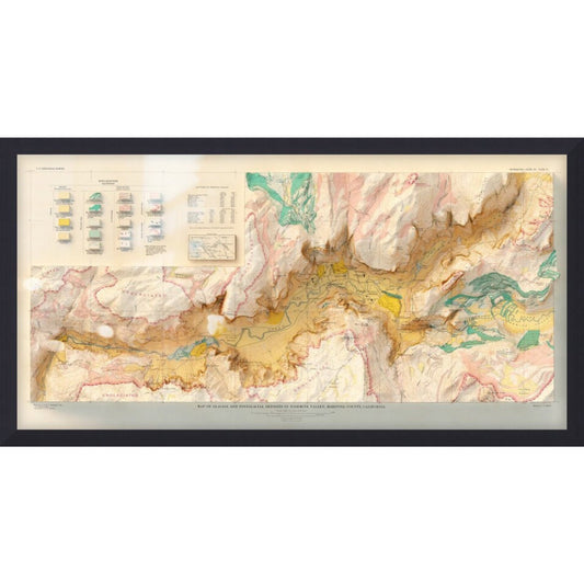 Yosemite Valley Glacial Map - Shaded Relief (1930)