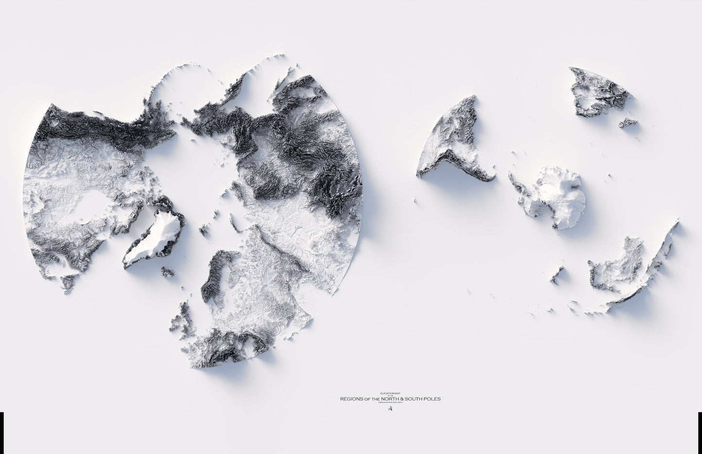 North & South Pole's Elevation Map